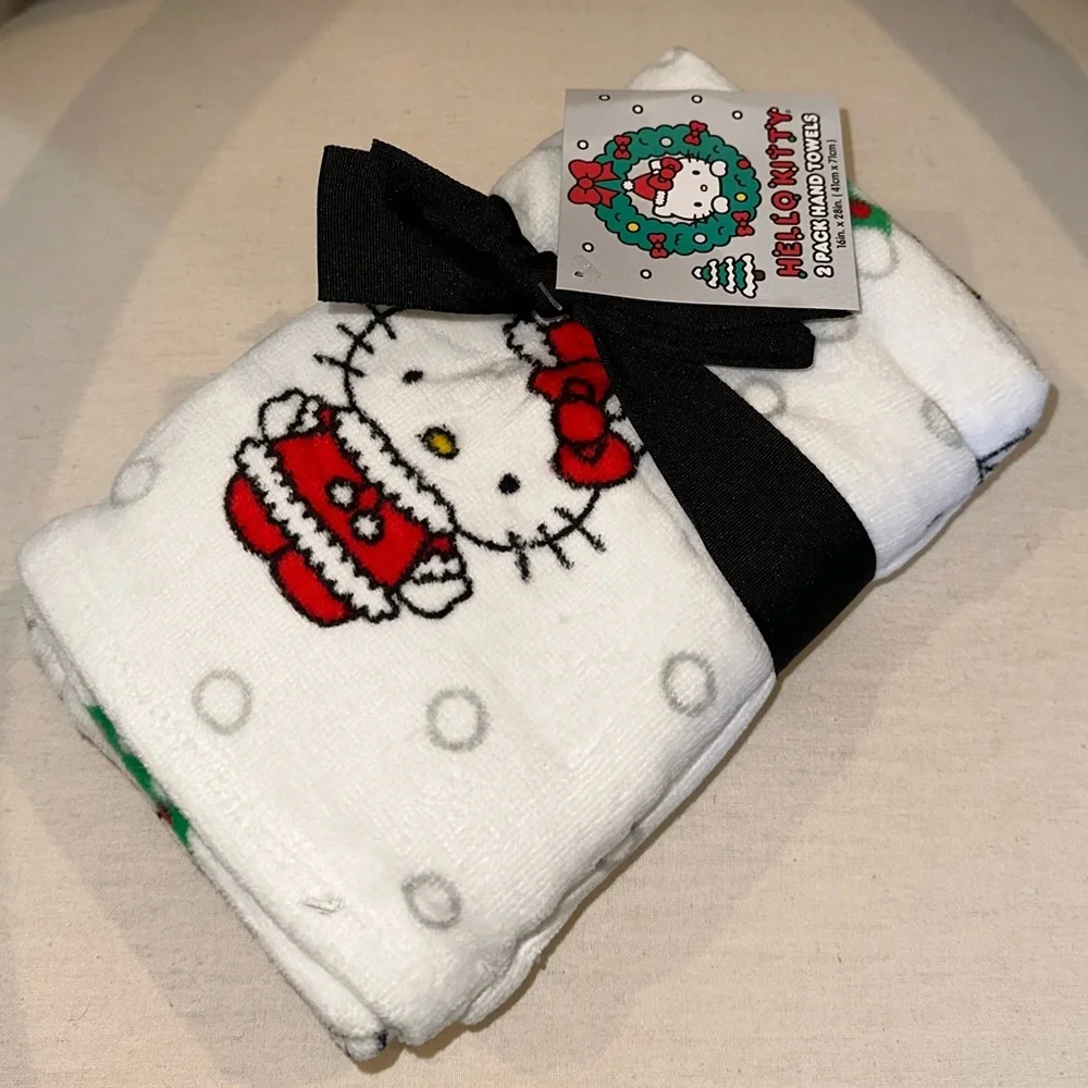 ✨NWOT✨ Hello Kitty Sanrio Set of 2 Christmas Holiday Hand Towels